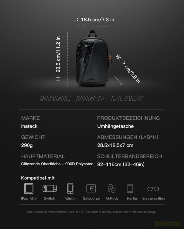 inateck Umhngetasche FB01003 black 24,5