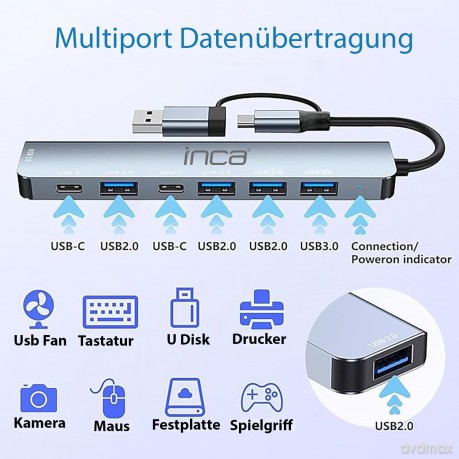 INCA Adapter IUTP-7T USB C/A 5Gbit/s
