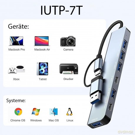 INCA Adapter IUTP-7T USB C/A 5Gbit/s