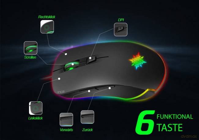 INCA Gaming Maus IMG-327 4800 DPI, RG