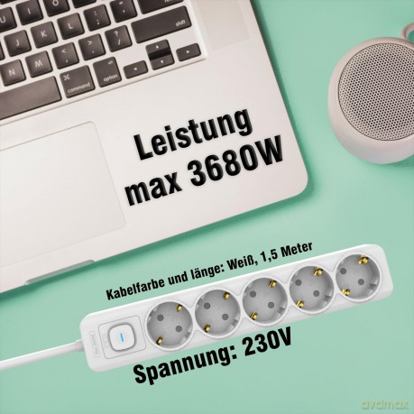 INCA Steckdosenleiste IPW-44GB 5fach, L
