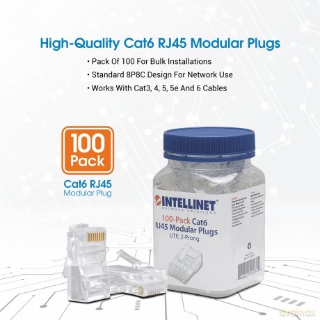 INTELLINET Modularstecker RJ45 Cat6 UTP