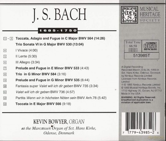 Kevin Bowyer: J.S. Bach - Works For Organ [CD]