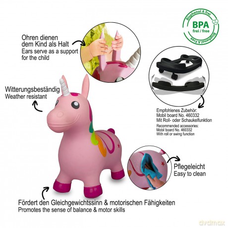 Jamara Hźpftier Einhorn bunt mit Pumpe