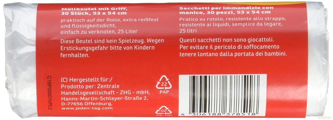 Jeden Tag Mźllbeutel 25,0 l transparent,