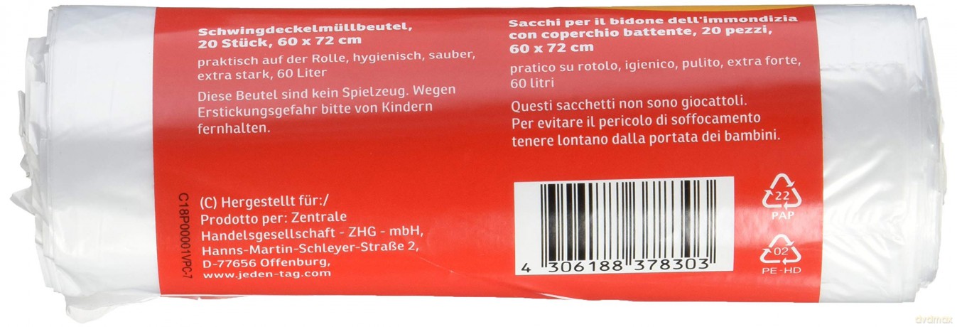 Jeden Tag Mźllbeutel 50,0 l transparent,