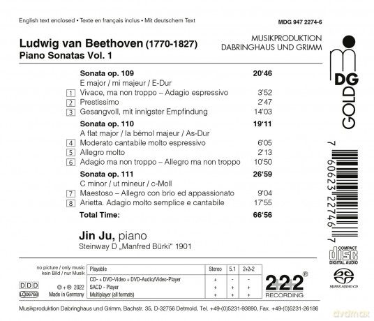Jin Ju-Beethoven: Complete Sonatas Vol. 1 (Op. 109-111): Jin Ju-Beethoven: Complete Sonatas Vol. 1 (Op. 109-111) [CD]