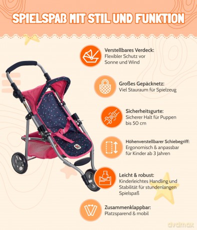Jogging-Buggy LOLA Konfetti, pink