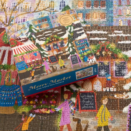 Joy Laforme Merry Market 1000 Piece Foil Puzzle in a Square Box [KSIĄŻKA]