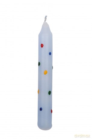 Kaars - Blauw met bonte stippen