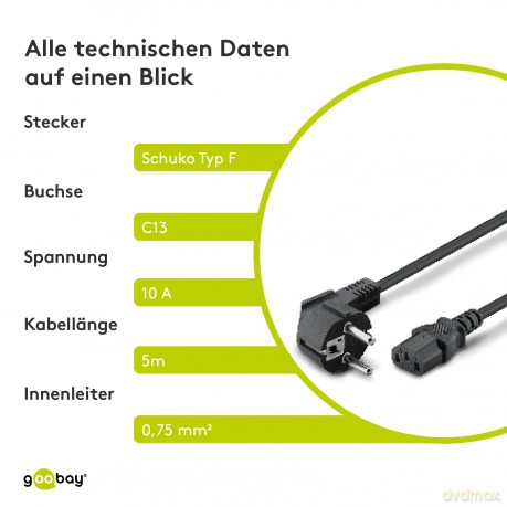 Kaltgerte-Anschl.Kabel 5,0 M