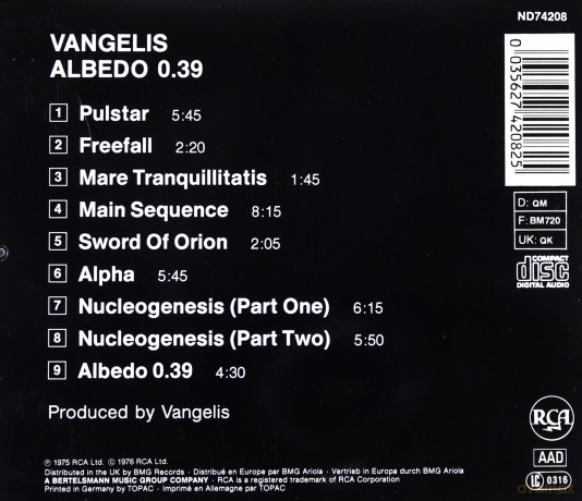 Vangelis: Albedo 0.39 [CD]