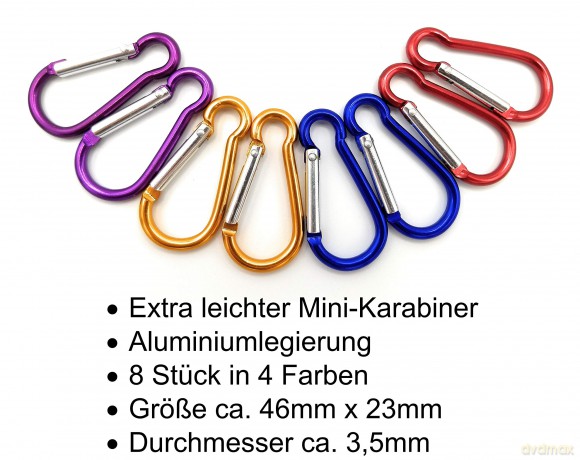 Karabijnhakenset 8 dlg 4 x 45 mm