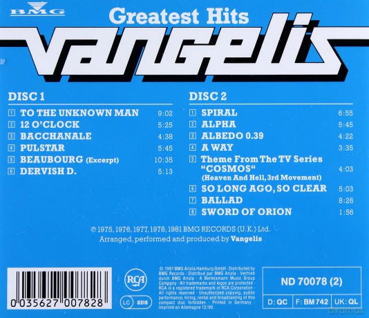Vangelis: Greatest Hits [2CD]