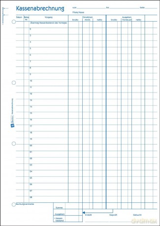 Avery Zweckform: Kassenabrechnung A4 2x50Bl