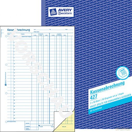 Avery Zweckform: Kassenabrechnung A4 2x50Bl