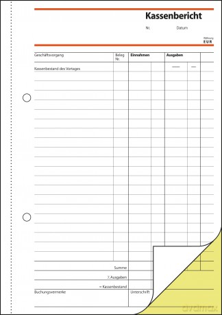 Kassenbericht/Best.A5,2x40Bl.