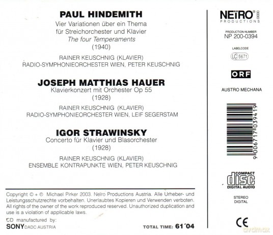 Keuschnig/Ensemble Kontrapunkte: Klavier und Orchester [CD]