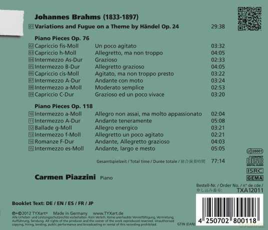 Piazzini,Carmen: Klavierwerke [CD]