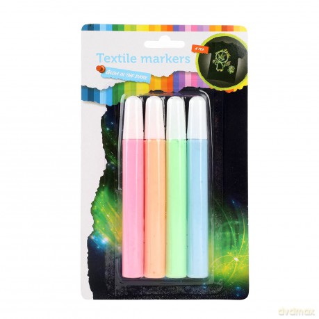 Knijp Textielstiften Glow in the Dark 4st.