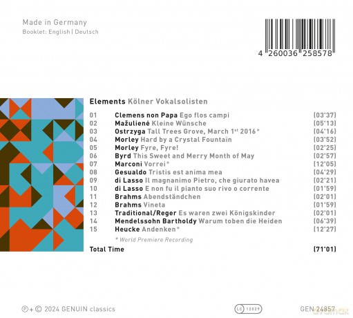 Kolner Vokalsolisten-Elements: Kolner Vokalsolisten-Elements [CD]