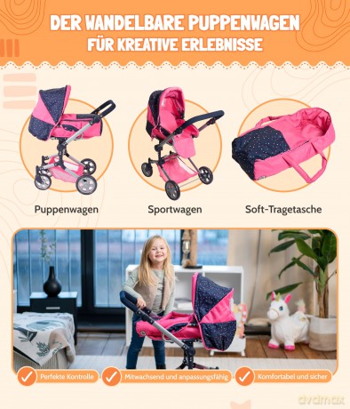 Kombi-Puppenwagen JARA Konfetti, pink