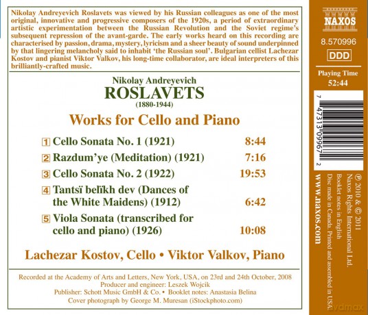 Kostov: Kostov/Valkov-Roslavets:Cello/Piano Works [CD]
