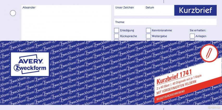 Kurzbrief 1/3 A4 2x40Bl Sd