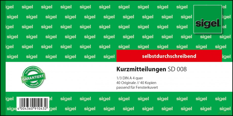 Kurzmitteilung,1/3A4,2x40Bl.