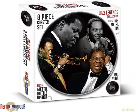 Music Protection: Kxrm 15 - Jazz Legends - 8 Pieces Coaster Set With Real Vinyl Coasters - Retro Musique