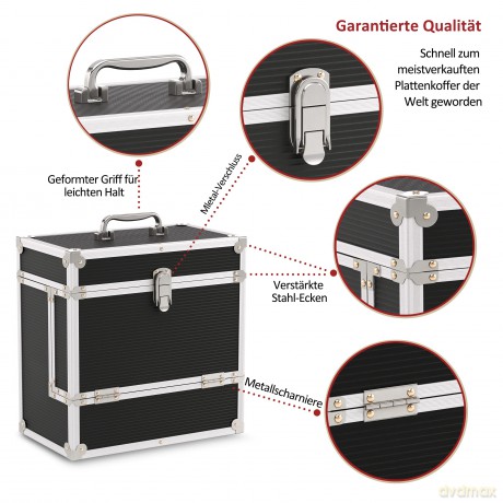 Music Protection: Kxrm03b - 12 Inch Aluminium Vinyl Storage Case For 40 Lps - 40pcs Pp - Black - Retro Musique