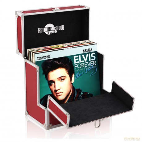 Music Protection: Kxrm03r - 12 Inch Aluminium Vinyl Storage Case For 40 Lps - 40pcs Pp- Red - Retro Musique