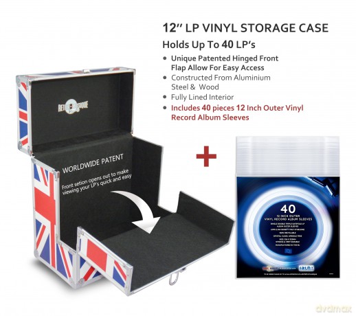 Music Protection: Kxrm03uk - 12 Inch Aluminium Vinyl Storage Case For 40 Lps - 40pcs Pp - Uk Flag Layout