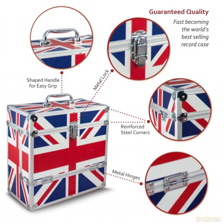 Music Protection: Kxrm03uk - 12 Inch Aluminium Vinyl Storage Case For 40 Lps - 40pcs Pp - Uk Flag Layout