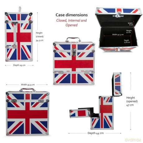 Music Protection: Kxrm03uk - 12 Inch Aluminium Vinyl Storage Case For 40 Lps - 40pcs Pp - Uk Flag Layout