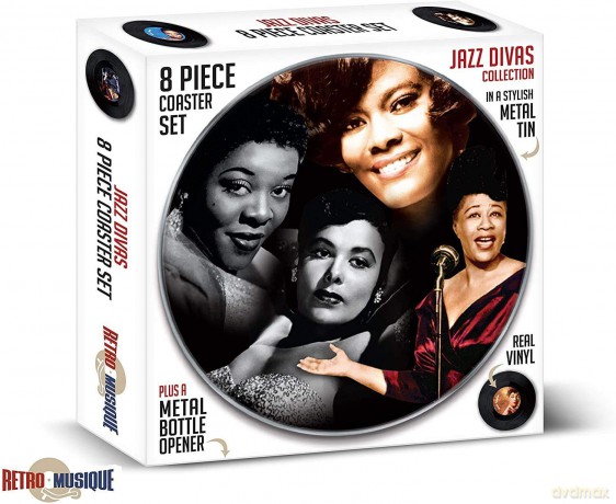 Music Protection: Kxrm14 - Jazz Divas - 8 Pieces Coaster Set With Real Vinyl Coasters - Retro Musique