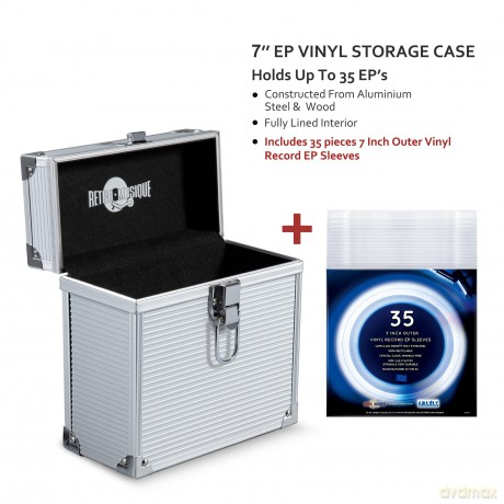 Music Protection: Kxrm22 - 35 Pps - 7 Inch Aluminium Vinyl Storage Case For 35 Singles - Silver - Retro Musique