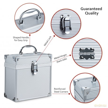 Music Protection: Kxrm22 - 35 Pps - 7 Inch Aluminium Vinyl Storage Case For 35 Singles - Silver - Retro Musique