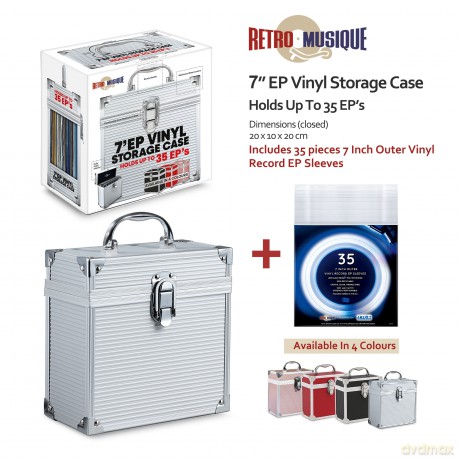Music Protection: Kxrm22 - 35 Pps - 7 Inch Aluminium Vinyl Storage Case For 35 Singles - Silver - Retro Musique