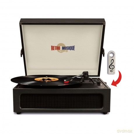 Music Protection: Kxrm28b - Full Colour Table Top Record Player - Black