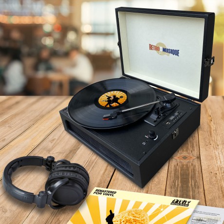 Music Protection: Kxrm28b - Full Colour Table Top Record Player - Black