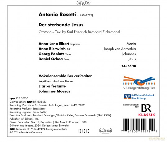 L Arpa Festante: L Arpa Festante/Moesus-Rosetti - The Dying Jesus [CD]