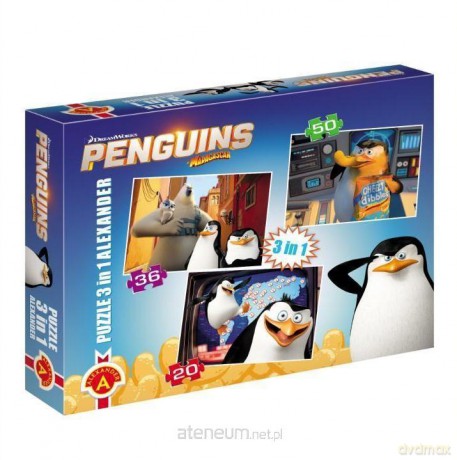 Puzzle 3 w 1. Pingwiny z Madagaskaru [PUZZLE]