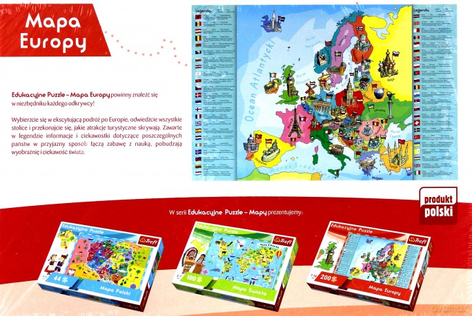 TREFL Puzzle Edukacyjne Mapa Europy dla dzieci [PUZZLE]