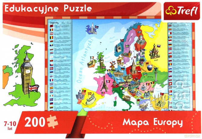 TREFL Puzzle Edukacyjne Mapa Europy dla dzieci [PUZZLE]