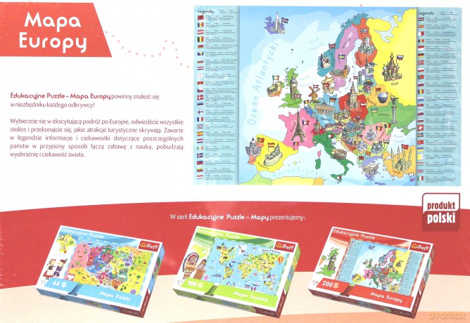 TREFL Puzzle Edukacyjne Mapa Europy dla dzieci [PUZZLE]