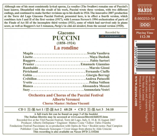 Veronesi/Vassileva/Dashuk/Sart: La Rondine [2CD]
