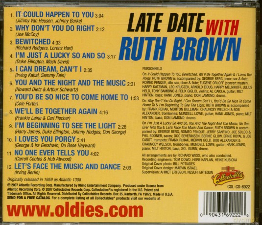 Ruth Brown: Late Date With Ruth Brown [CD]