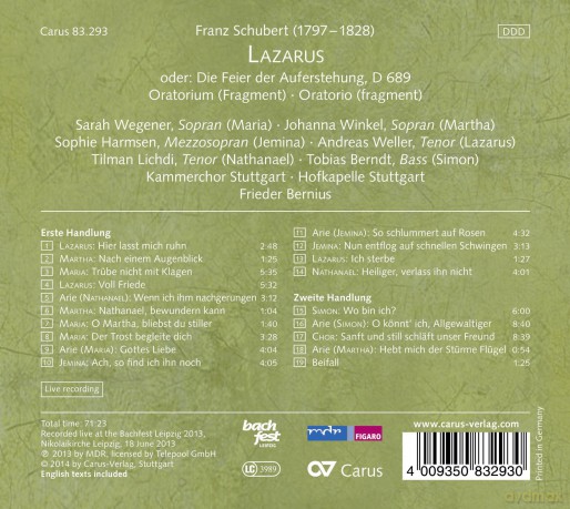 Schubert: Lazarus [CD]