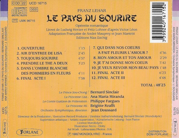 Franz Lehar: Le Pays Du Sourire [CD]